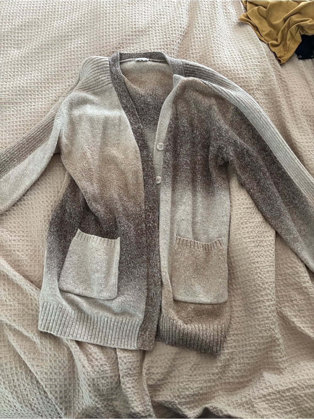 ecru Ombre Brown and Cream Knit Cardigan